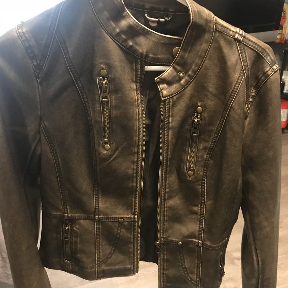 Brown leather jacket